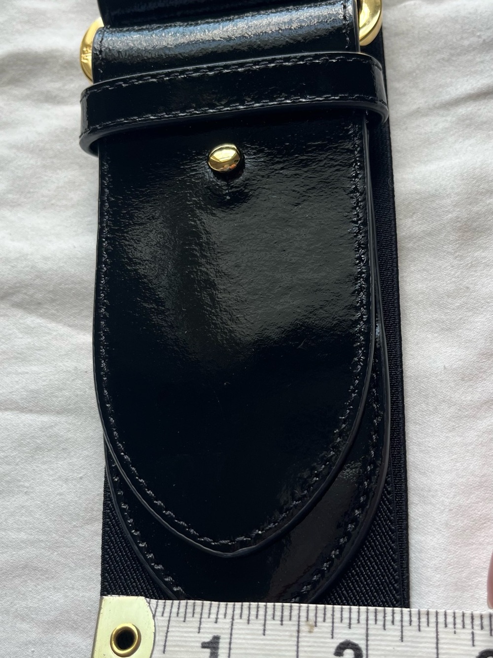 Lauren Ralph Lauren Black Patent Leather and Elastic Tab Stretch Belt Sz Med EUC - Picture 13 of 14